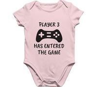 gi Graphic Impact Funny Player 3 Has Entered The Game Sarcastic Gamer Baby Suit Vest Short Sleeves Boy & Girl Baby Grow Vest Bodysuit(Light Pink) 6/12 Months