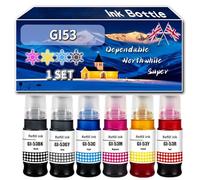 GI53 Ink Bottle Compatible for Canon Pixma G650 G550 Printers, High-Definition Printing Effect with Chip, 3000 Pages (1 Set)