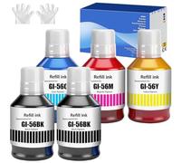 GI56 GI-56 pigment Ink Bottle Compatible with Canon GI 56 Replacement for Canon MAXIFY GX7050 GX6050 GX5050 GX4050 GX3050 Printers 6000 pages (5 pack Black/Cyan/Magenta/Yellow)