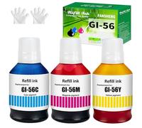 GI56 Ink Compatible with Canon GI-56 ink refill bottles for MAXIFY GX7050 GX6050 GX5050 GX4050 GX3050 7700 pages (3 Pack Cyan/Magenta/Yellow)