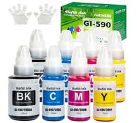 GI590 GI490 Ink Compatible with Canon GI-590 GI-490 ink refill bottles for Pixma G1000 G1400 G1500 G2000 G2400 G2500 G3000 G3400 G3500 G4500 Printer (8 Pack 2Black/ 2 Cyan/ 2 Magenta/ 2 Yellow)
