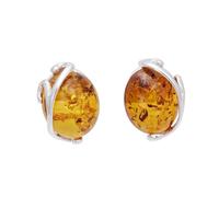 GIA Certified Sterling Silver and Baltic Honey Amber Stud Earrings Monique