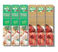 Gia Garlic Puree 90g & Gia Sun Dried Tomato Puree 70g Combo Pack - Set of 3 each | Savory Garlic and Tangy Tomato Puree for Culinary Delights bundled by The Great British Kitchen | Tomato Puree Tube