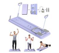 Giabuao Pilates Board,Foldable Multifunction Pilates Reformer Board with Ab Roller with Elbow Support, Ab Exercise Machine Support Automatic Rebound, and Tension rope for Home Fitness Gym