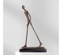 Giacometti Inspired Bronze Walking Man Sculpture - 45 cm (17.7") with Marble Base, Lost-Wax Cast Abstract Art Statue, Handcrafted Home Decor, Unique Gift for Art Collectors