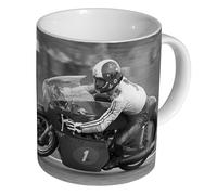 Giacomo Agostini Italian Motorcycle GP BW Action - Ceramic 11oz Tea Coffee Mug/Cup