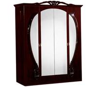 Giada Wardrobe - 4 Door - with Mirrors - Mahogany Italian