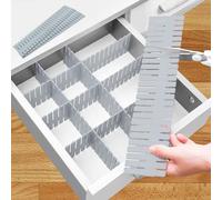 GIAK 16 PCS Drawer Dividers Adjustable Drawer Organizer White Drawer Organiser 32 x 7 cm DIY Cut at Will for Socks, Underwear, Makeup, Kitchen, Bedroom, Dresser (Blue-16)