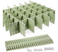 GIAK Drawer Dividers Adjustable Drawer Organizer 16 PCS Green Drawer Organiser 32 x 7 cm DIY Cut at Will for Socks, Underwear, Makeup, Kitchen, Bedroom, Dresser