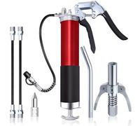 GIAK One-Handed Grease Gun Set Grease Gun for Grease Nipple 8000 PSI with Pistol Grip and Quick Release Coupling for 400 g Cartridge Reinforced Connector (red)