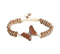 GIAKOO Chakra Bracelets for Women,Double Layer Natural Gemstone Crystal Beaded Bracelet,Adjustable Butterfly Charm Braided Bracelet,Yoga Energy Quartz Crystal Women Men Girls Gifts Brown Sand