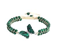 GIAKOO Gemstone Bracelets,Double Layer Natural Gemstone Crystal Beaded Bracelet,Adjustable Butterfly Charm Braided Bracelet,Yoga Energy Quartz Crystal Women Men Girls Gifts Malachite