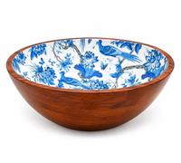 GiaMel, The Azul, Housewarming Gift, Holiday Gift, Elegant Handmade Salad Bowl Gift Set, Mango Wood, Serves salads, Pasta, Fruit, Side Dishes, 12" Diameter, 5" Height, includes Matching Salad Servers