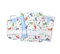 GIAMPI Embroidered Three-Piece Nursery Set: Bib with Elastic, Towel, Bag - Made in Italy (Dragettti)