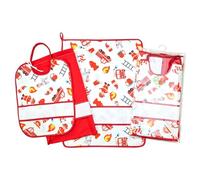 GIAMPI Embroidered Three-Piece Nursery Set: Bib with Elastic, Towel, Bag - Made in Italy (Firework)