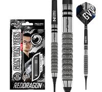 RED DRAGON Darts - Professional Player - Gian van Veen Tour Edition - 90% Tungsten - 18g barrel / 20g Full Weight Soft tip Darts Set with Dart Flights and Dart Shafts (Stems)