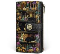 GIANCOMICS Womens Wallet RFID Blocking, Credit Card Holder Bifold, PU Leather Travel Billfold, Long Cute Cash Purse, Zipper Coin Pocket Clutch, 1 ID Window, 11 Card Slots, Ladies Gift Woman, Bookshelf