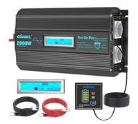 GIANDEL 2000 W Pure Sine Wave Inverter 12 V to 230 V Voltage Converter with Magnetic Ring Design, Pure Copper Battery Cable, Compatible with Lithium Battery, LCD Screen for Motorhome, Truck
