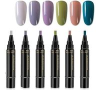 Giani Professional Nail Pen - 6 Colors per Set,3 in 1 Quick Dry Nail Polish Pens,Solid Color Nails Polish,8ML Gel Pens for DIY Nails Art,Easy Nai-l Polishs Pen for Women