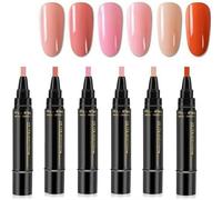 Giani Professional Nail Pen - 6 Colors per Set,3 in 1 Quick Dry Nail Polish Pens,Solid Color Nails Polish,8ML Gel Pens for DIY Nails Art,Easy Nai-l Polishs Pen for Women
