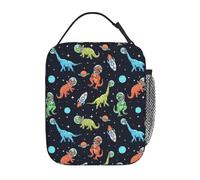 Gianlaima Colorful Dinosaur Space Rocket Planet Planet Stars Lunch Bag Portable Insulated Lunch Bag Reusable Cooler Totes For Women Men Adults Work Picnic Camping