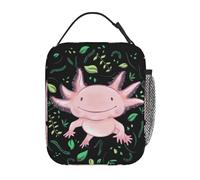 Gianlaima Cute Pink Axolotls Kawaii Axolotl Insulated Lunch Box For Women Man, Portable Lunch Bag Reusable Cooler Tote For Office Work Travel Picnic Camping Beach