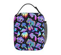 Gianlaima Magic Mushrooms Psychedelic Colorful Hippie Boho Lunch Bag Portable Insulated Lunch Bag Reusable Cooler Totes For Women Men Adults Work Picnic Camping