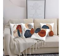 Gianlaima Mid Century Modern Boho Abstract Aesthetic Navy Blue Burnt Orange Painting Set of 4 Decorative Throw Pillow Cases Sofa Cushion Covers for Couch Bedroom Living Room Car Home Decor