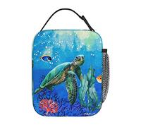 Gianlaima Ocean Turtle Fish shell Sea Turquoise Insulated Lunch Box For Women Man, Portable Lunch Bag Reusable Cooler Tote For Office Work Travel Picnic Camping Beach