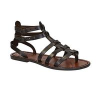 Gianluca - Dark Brown Gladiator Sandals for Women Real Leather Handmade in Italy - Model Number: 506-D-CUOIO - Size: 7 UK