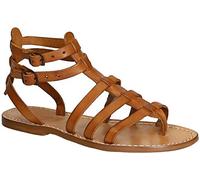 Gianluca - Flat Gladiator Sandals for Women Handmade in Italy in Cuir Leather - Model Number: 506-D-CUOIO - Size: 7 UK Tan
