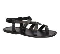 Gianluca - Gladiator Sandals for Men in Black Real Calf Leather - Model Number: 530-U-CUOIO - Size: 10 UK