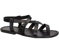 Gianluca - Gladiator Sandals for Men in Black Real Calf Leather - Model Number: 530-U-CUOIO - Size: 7 UK