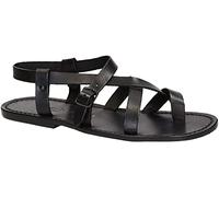 Gianluca - Gladiator Sandals for Men in Black Real Calf Leather - Model Number: 530-U-CUOIO - Size: 8 UK