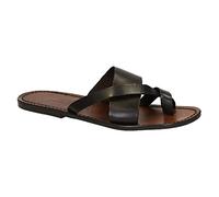 Gianluca - Handmade Brown Leather Thongs Braid Around The Big Toe and Leather Sole - Model Number: 545-U-CUOIO - Size: 9 UK
