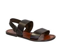 Gianluca - Handmade Mens Sandals in Dark Brown Leather Made in Italy - Model Number: 500-U-CUOIO - Size: 10 UK