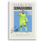 Gianluigi Donnarumma Manchester City Signed Photo Poster Print Picture Display Framed Autograph Memorabilia for Football Fans Gift Italy (A4 poster Only Cream)