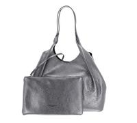 Gianni CHIARINI Leather Shopper Shoulder Bag Dua Shopping Bag City Noire Castoro Silver