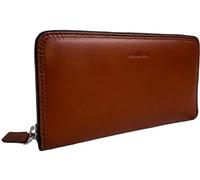 Gianni Conti Fine Italian Soft Genuine Leather Large Zip Around Continental Purse with RFID Protection 588306 (Tan with Dark Brown Trim)