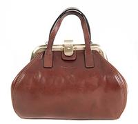 Gianni Conti Women's Italian Leather Gladstone Bag - Vintage Doctor Style Handbag, Structured Frame, Top Handle - Made in Italy - 9403882