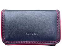 Gianni Conti Women's Leather Trifold Purse Wallet - RFID Protected with 9 Card Slots, ID Window, Note Compartment & Zipped Coin Pocket - Made in Italy - Gift Boxed (Navy & Red)