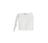 Gianni Versace Women's Preloved Eyelet Detail Belted Mini Skirt in Ecru Cotton | Size: 42