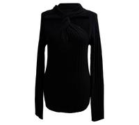Gianni Versace Women's Preloved Ribbed Twisted Sweater in Black Wool | Size: 42