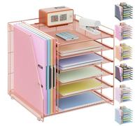 gianotter 6-Tier Paper Organizer With Magazine Holder, Desk Organizers and Accessories, Desk Accessories & Workspace Organizers, File Organizer for Office Supplies Storag (Rose Gold, 6-Tier)