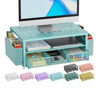 gianotter Desk Organizers and Accessories, Monitor Stand with Drawer and 2 Pen Holder, Desktop Organizer Suitable for Offices and Dormitories (Blue)