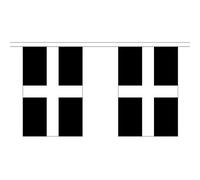 GIANT 18.25 Metres 30 (18" x 12") Flag Cornwall Cornish St Piran 100% Polyester Material Bunting Ideal Party Decoration For Street House Pubs Clubs Schools St Pirans Day