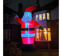 GIANT: 20ft (6m) Outdoor Inflatable Lit Christmas Santa with Raised Arm & 28 LEDs Samuel Alexander Red One Size