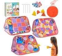 Giant 3-in-1 Bean Bag Toss Game for Kids, Toddler Outdoor Toy Tic Tac Toe Game,Dartboard, Cornhols Party Carnival Outside Combo Set for Backyard Beach Lawn, Birthday Gift for Boys Girls 1-3 2-4 4-8