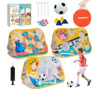 Giant 3-in-1 Bean Bag Toss Game for Kids, Toddler Toys Soccer goal board, Dartboard, Outdoor Outside Carnival Combo Set for Backyard Beach Lawn Party Fun, Birthday for Boys Girls 1-3 2-4 4-8
