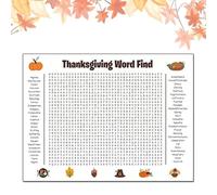 Giant 36" x 24" Thanksgiving Word Search Poster, 2026 New Giant Thanksgiving Activity Poster, Fun Holiday Game, Family Holiday Party Activity, Big Word Find Decoration (1pc)